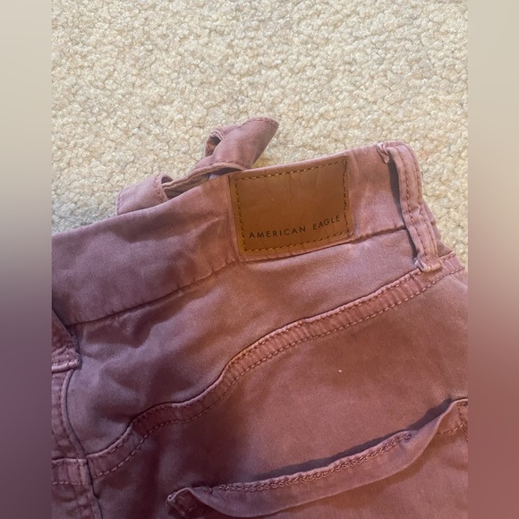 EUC American Eagle Outfitters AEO Tie Front Pink Jean Jeggings - Picture 9 of 12